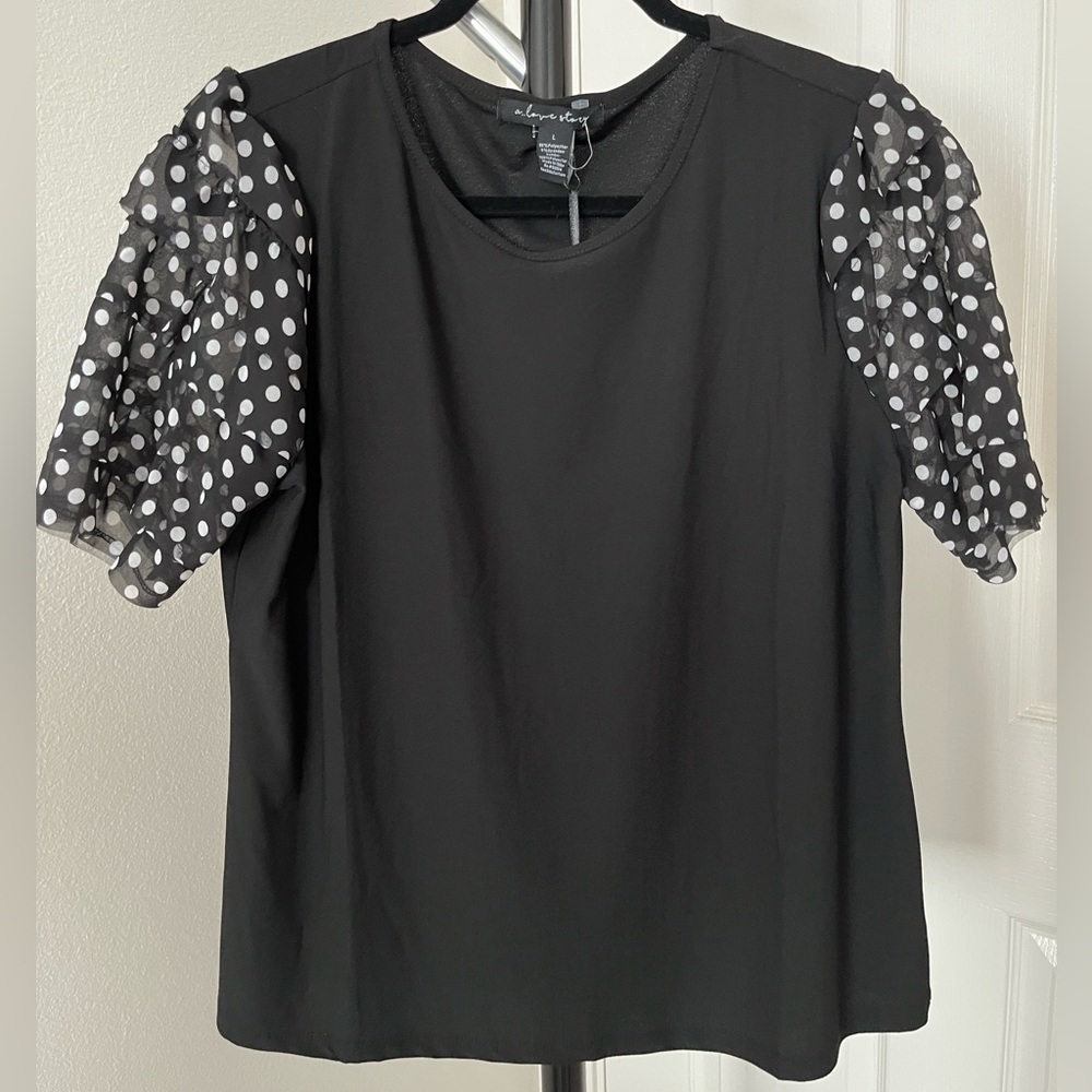 -SOLD- *NWT* A Love Story Polka Dot Ruffle Sleeve Top